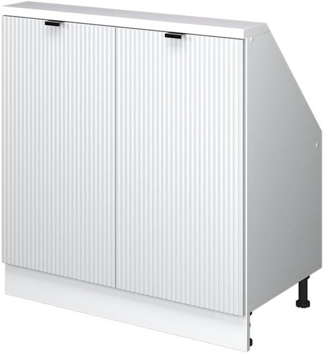Keukenkast Schuine Wand - Opbergkast Hoek - Keuken Organiseren - Speciaal Ontworpen - 80 cm Breed - Wit Golf
