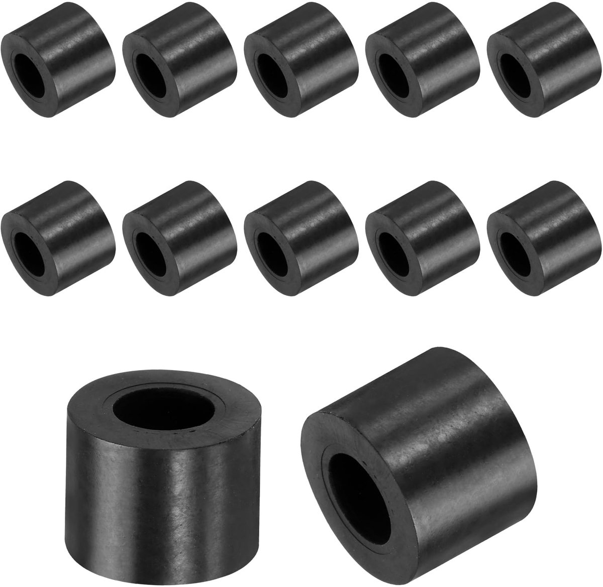Rubberen sluitringen, rubberen spacer, 20 mm buitendiameter x 10 mm binnendiameter x 15 mm hoogte, zwart, ronde afstandshulzen, dikke rubberen ringen, rubberen afstandhouders, 12 stuks