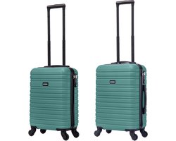 BlockTravel Kofferset 2 Delig - Handbagage Koffer en Reiskoffer met Wielen - Reiskoffer Handbagage Trolley - 29 en 39 Liter - ABS - Groen