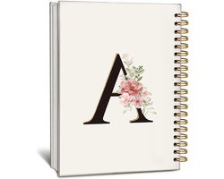 Spiraal Notitieboek - Schrift Dagboek - Ideeën Vangen - Stevige Hardcover - A5 Formaat - Bloemen Letter A