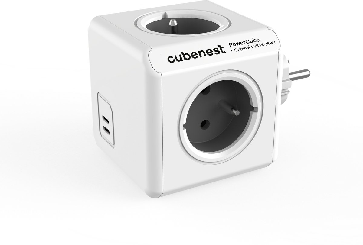 Cubenest PowerCube Original 35W snellader USB-C + USB-C, Type E grijs