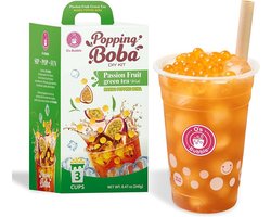 Multipak - O's Bubble - Popping Boba Bubble Tea - DIY kit - 3x 240GR - Passie Vrucht, aardbei, mango - Green Tea - 3 doosjes