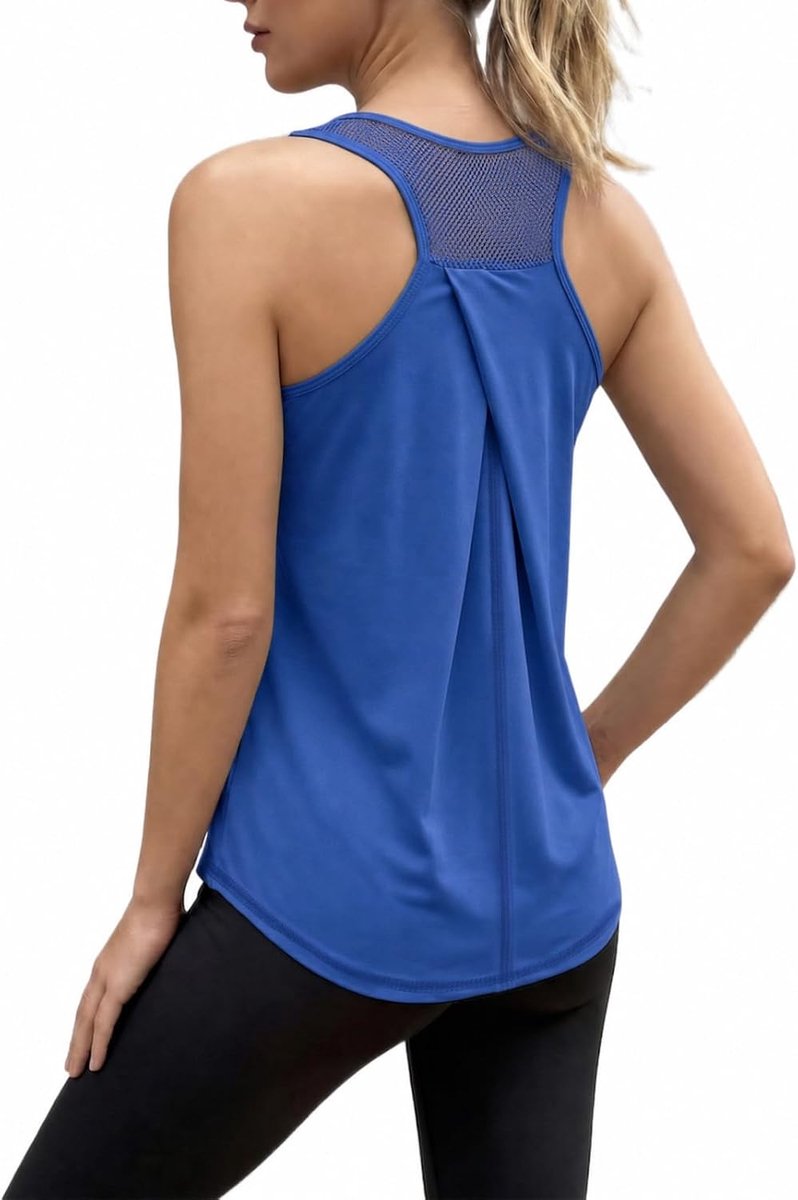 Dames workout tops racerback mouwloos tanktop mesh sportshirt yoga gym tops