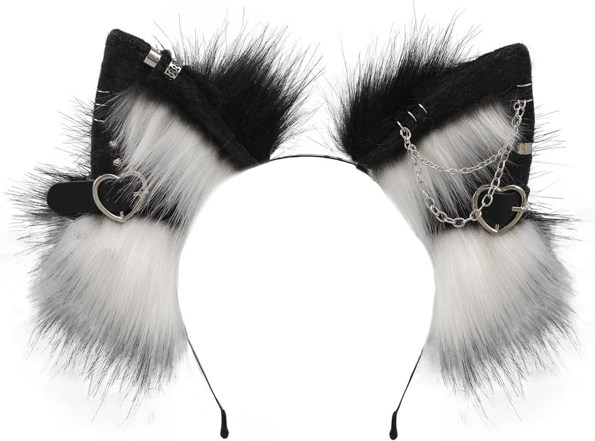 punk-stijl, kattenoren, hoofddeksel, dierenoren, hoofdtooi, anime, verkleden, rekwisieten, Halloween, carnaval, cosplay, kostuumaccessoires voor volwassenen, vrouwen en mannen