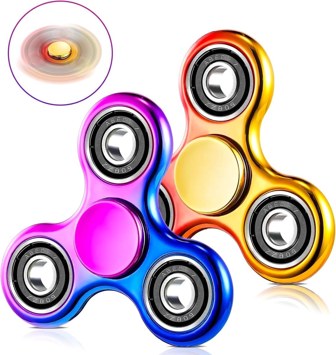 2 Stuks Fidget Spinner Regenboog, Sensorisch Speelgoed tegen Stress en Angst, Vulmateriaal voor Feestgoodiezakjes, Cadeaus voor Kinderen en Volwassenen