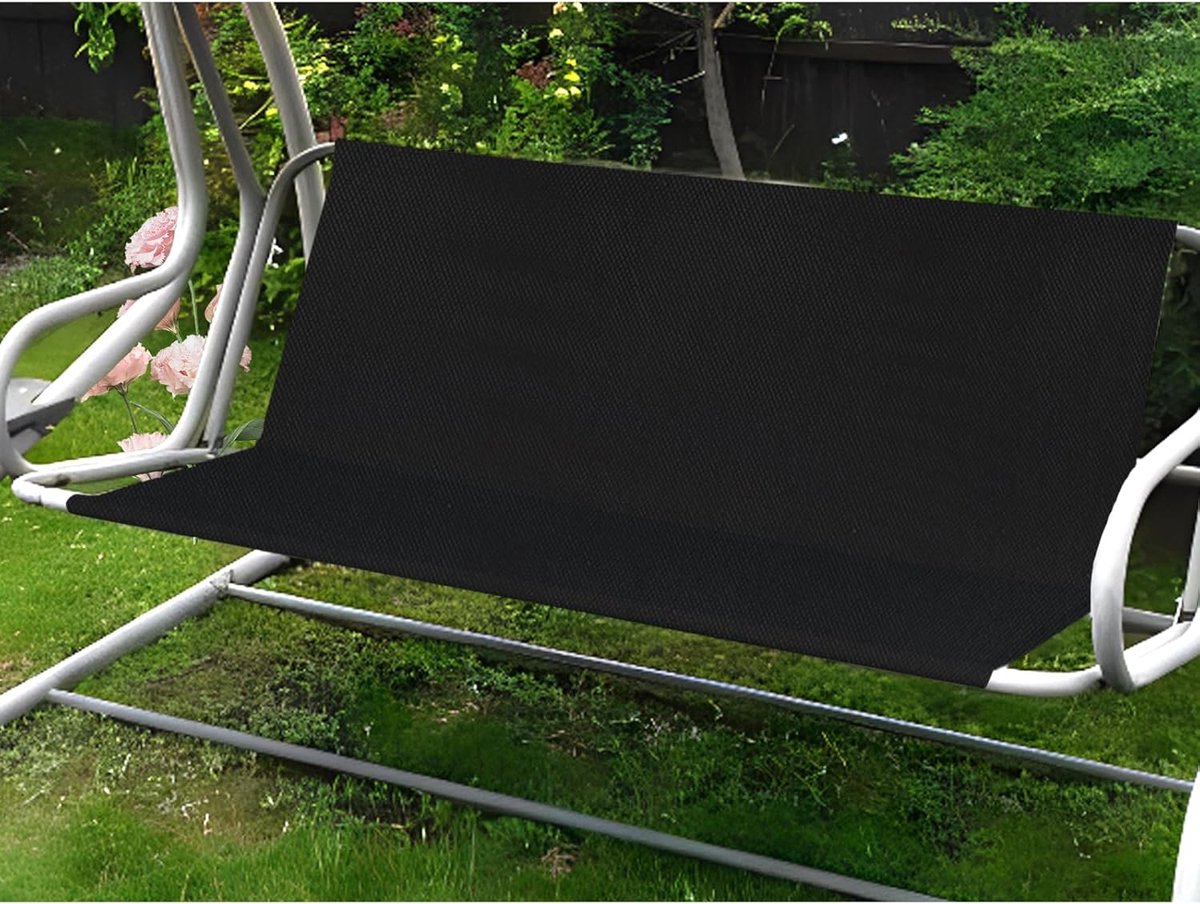 stoelhoes voor schommelbank, tuinschommel, vervangende zitting, waterdichte 600D Oxford-stof, tuinschommel, stoelhoezen, geschikt voor 2-3-zits (148 x 52 x 52 cm, zwart)