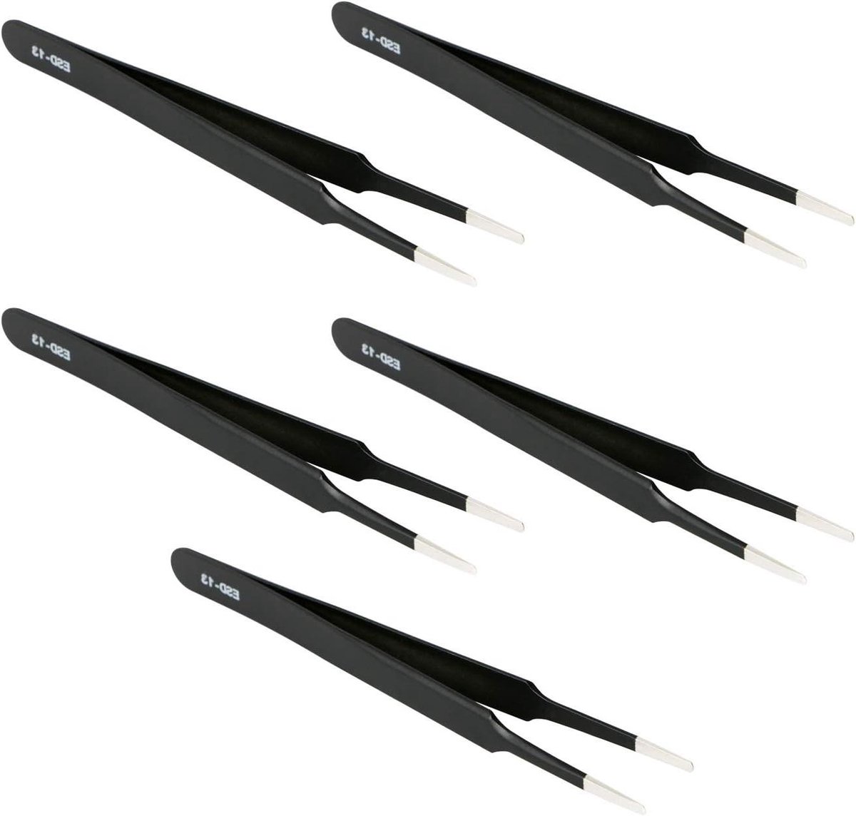 Precisie Pincetten - Antistatische Klemmen - Elektronica Reparatie - Niet-Magnetisch Roestvrij Staal - 120mm Lengte - Zwart