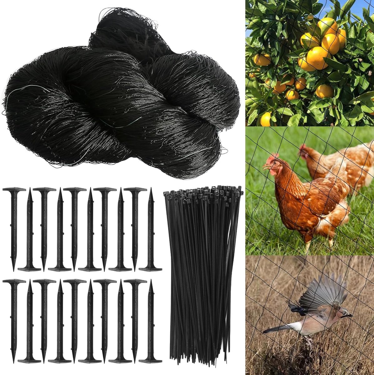 SnelShoppen - Vogelbeschermingsnet 10 x 10 m, Vogelnet voor Kippenhokken, Balkon, Vijver, Duivennet, Beschermingsnet voor Fruitbomen en Tuin