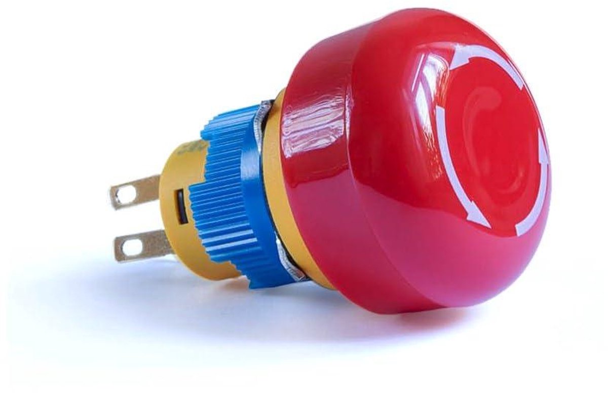 Noodschakelaar - Drukknop - Veilige Uitschakeling - IP65 Waterdicht - 16 mm - Rood