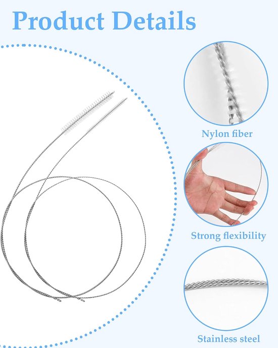 2-delige set, wit, 100 cm lang, flexibel en eenvoudig te hanteren, extra lange uitvoering, geschikt voor rietjes, slangen, flessen en koelkastafvoerslangen. — afbeelding 3