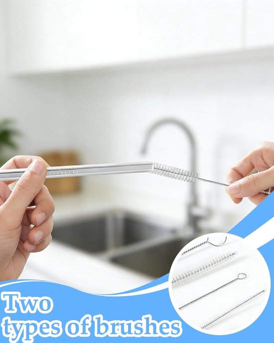 2-delige set, wit, 100 cm lang, flexibel en eenvoudig te hanteren, extra lange uitvoering, geschikt voor rietjes, slangen, flessen en koelkastafvoerslangen. — afbeelding 4