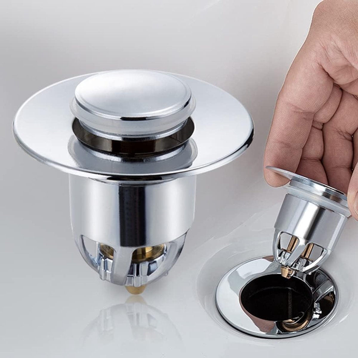 Stopper voor wastafel, badkamer, afvoerfilter voor wastafels, pop-up, universeel afvoerventiel, stop, wastafel, bidet, click Clack, haarfilter voor wastafels, bidet, badkuip