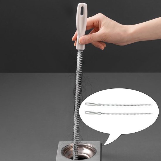 afvoerborstel, 45 cm, metalen kern, extra sterk, herbruikbaar, spiraal, afvoerreiniger, haarverwijderaar, badkuip, wastafel, voor het verwijderen van lang haar, verstopte afvoeren, 2 stuks — afbeelding 4