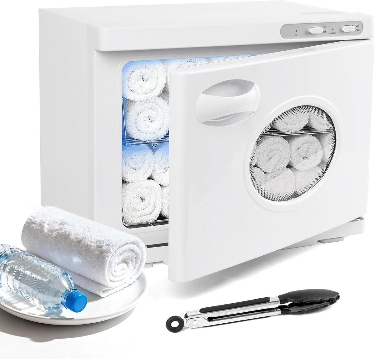 Handdoekwarmer, 23 liter, handdoekverwarmingskast met uv-lamp, 3-in-1 handdoekwarmer, elektrische handdoekwarmer, met kijkvenster voor spa, massage, salon en nagelverzorging, wit