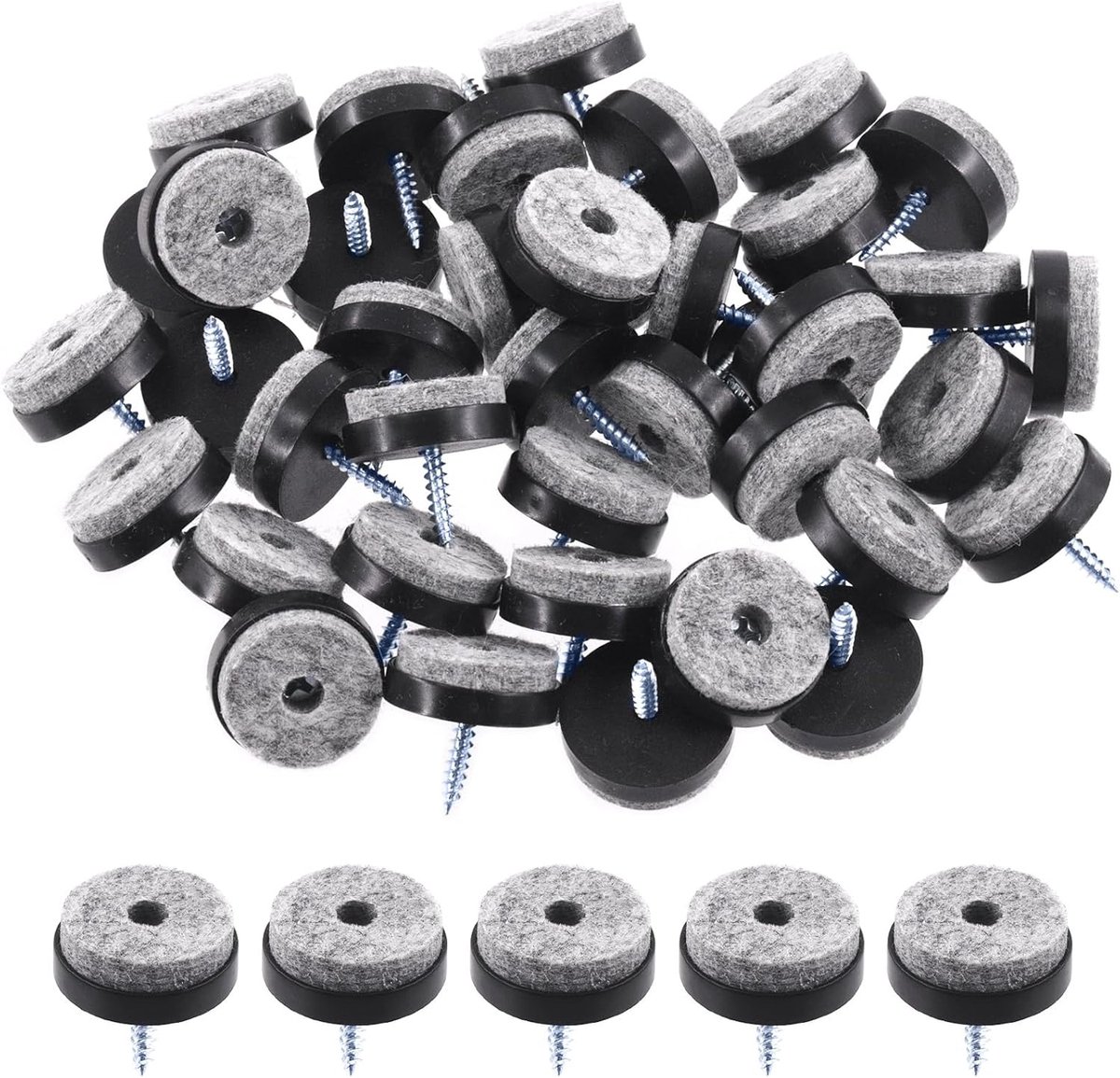40 stuks 24 mm zwarte vilten meubelpads, antislip, krasbestendig, vierkant, ABS-kunststof, vilt, assortiment meubelglijmiddelen, vloerbeschermer voor houten poten van stoel, tafel, bank