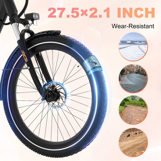 RCB 27.5‘’Elektrische Fiets dames, 60-90 km Trendy City Commuter EBike, 250W,7 versnellingen,met App en NFC van RCB — afbeelding 4