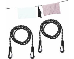 2 stuks waslijn, draagbare reiskledinglijn met haken en zuignappen, intrekbare elastische reiswaslijn voor camping, outdoor, hotel, reizen