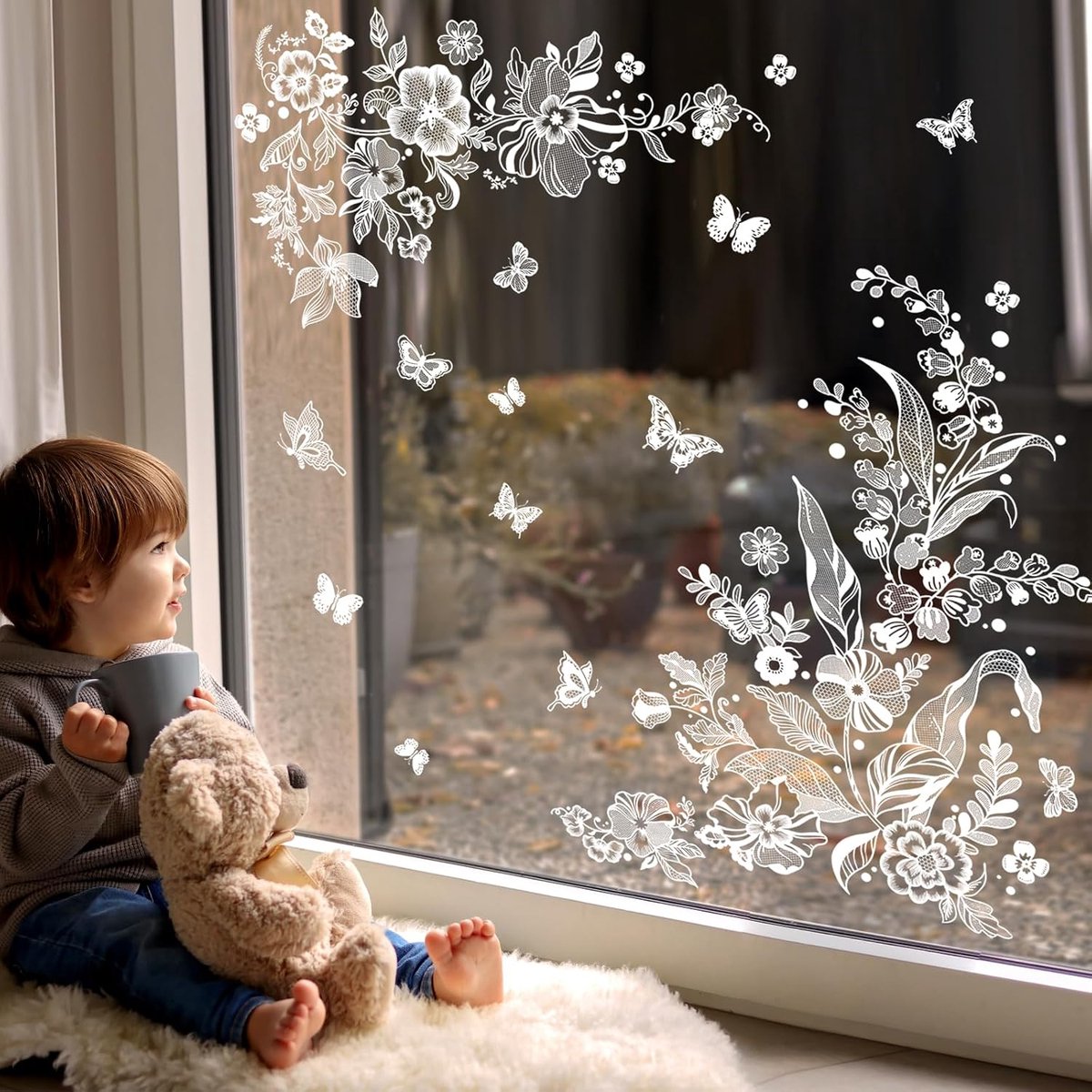 Raamstickers Lente Zomer Bloemen Raamdecoraties Anti-Botsing Statische Raamstickers Glasdecoratie