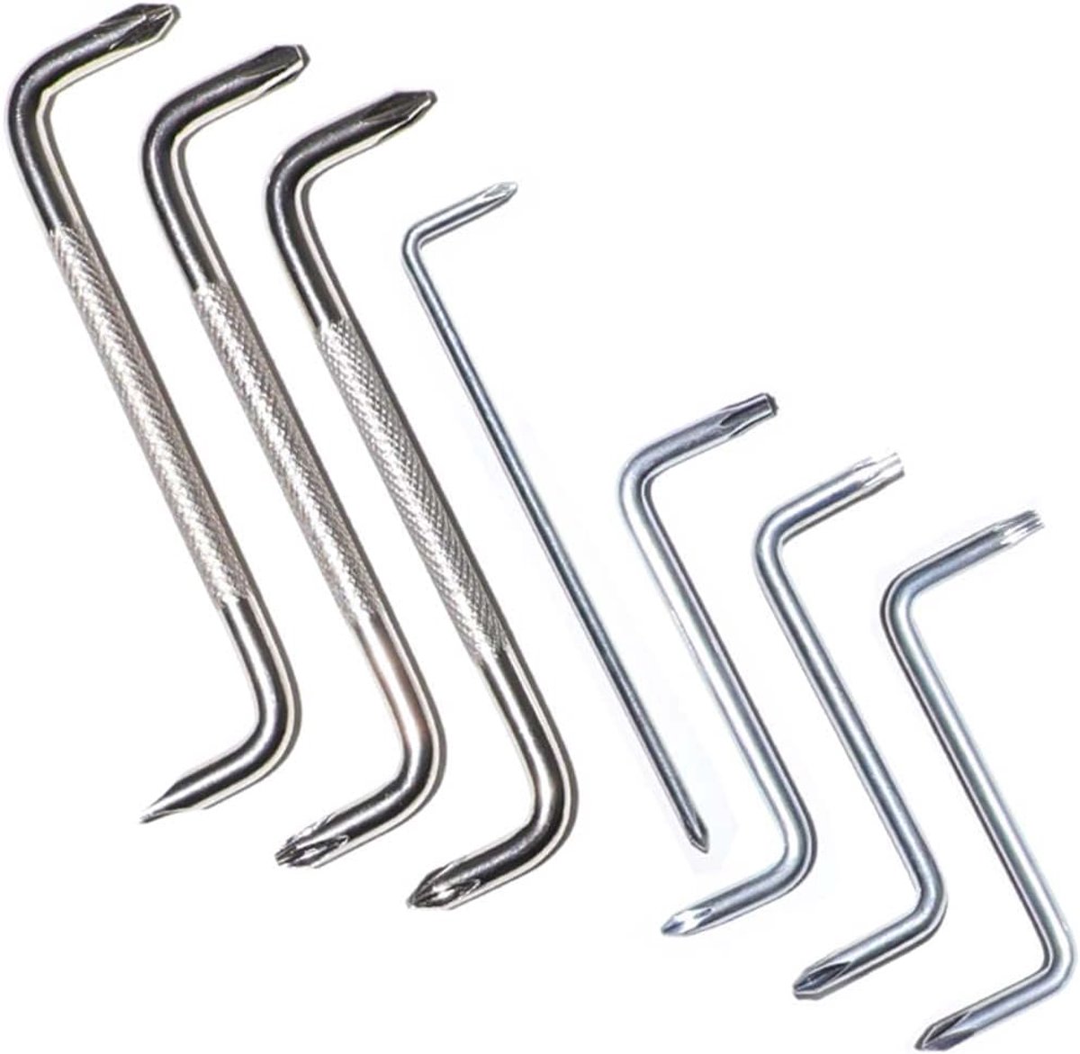 7 stuks hoekschroevendraaiers, offset schroevendraaierset PH0/PH1/PH2/PH3/T15/T20, Z/L-type kopschroevendraaier met magnetisch, torx-sleutel met kruiskop en platte kop