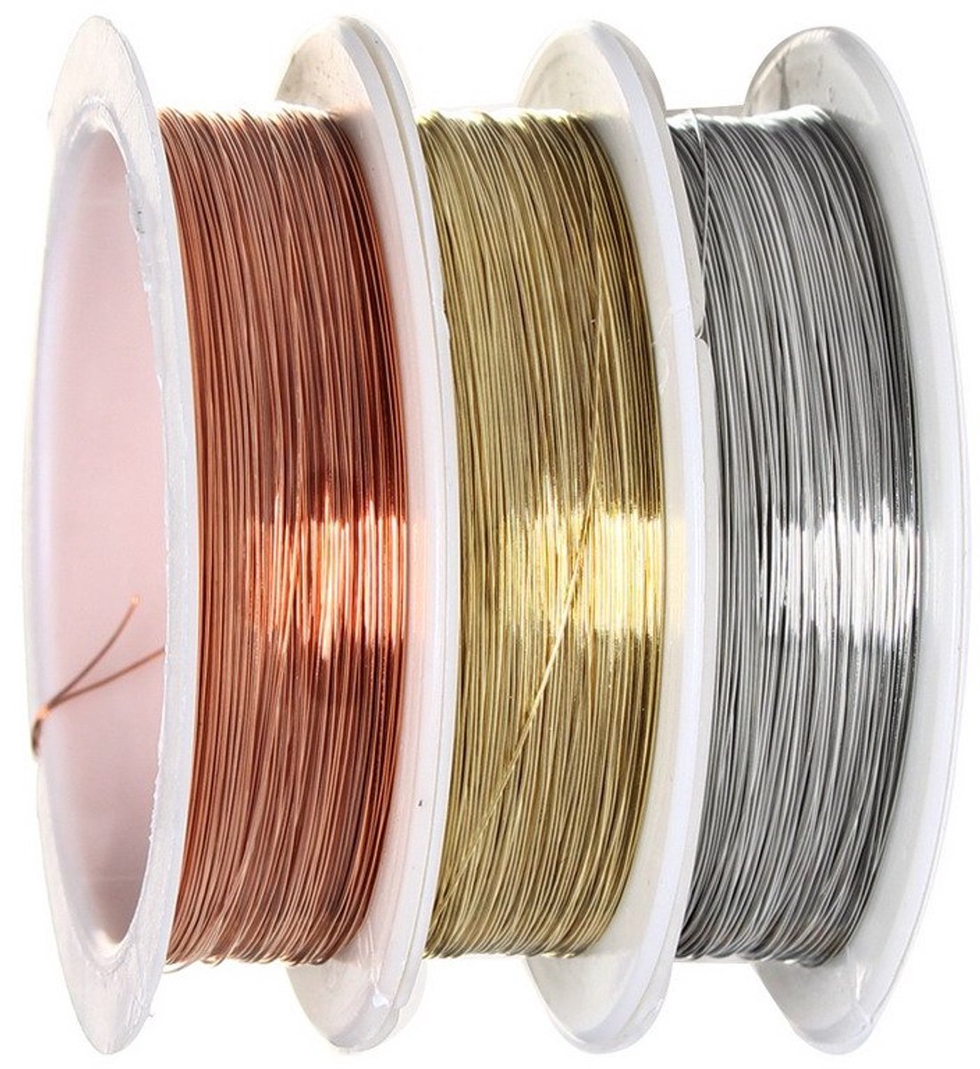 Draad, 0,3 mm, koperdraad, voor het maken van sieraden, aanslagvrije koperdraad, 3 rollen