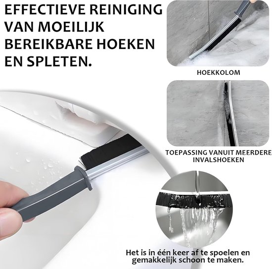Borstelharen Hoekreinigingsborstel, Premium Spletreinigingsborstel, Voegenborstel Badkamer, Reinigingsborstel voor Dieptereiniging van Toilet, Tegelvloeren, Keuken, Wastafel (Grijs, 3 Stuks) — afbeelding 2