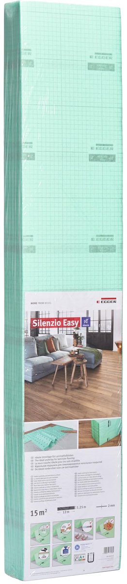 SnelShoppen - EGGER Silenzio Easy Laminaatonderlegger 2 mm, Geluidsisolatie voor Laminaatvloeren, 15 m², Geluiddemping, Ondergrond voor Gezelligheid e