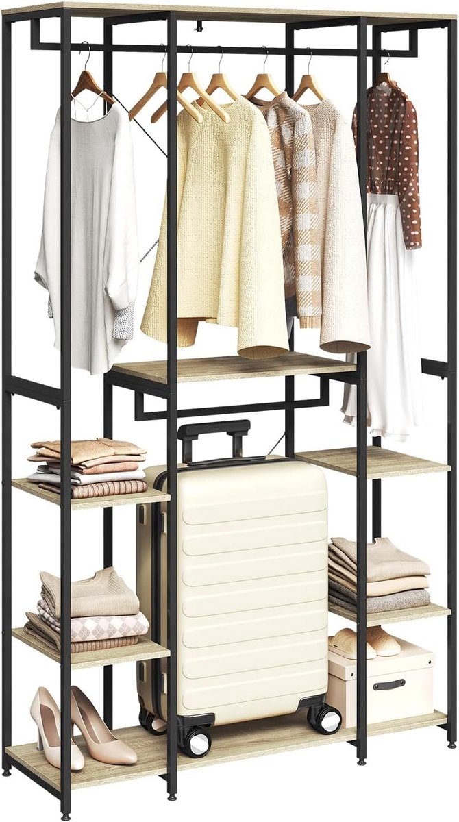 SureDeal® - Kapstok - Spaanplaat stalen buis - Zwart
