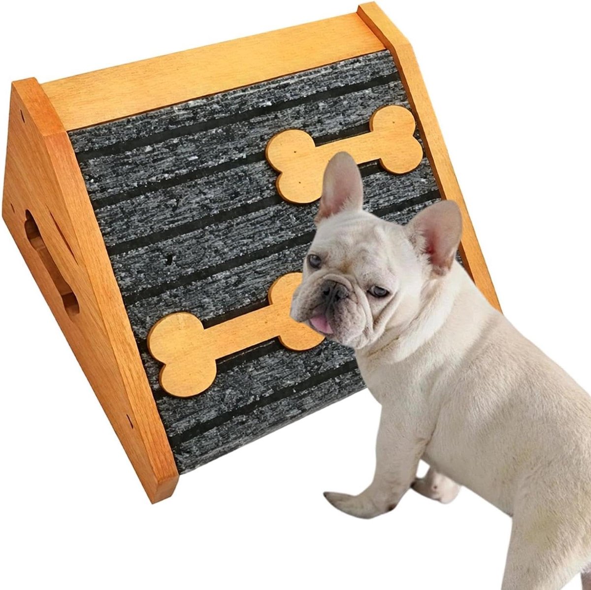 Hondenhelling Hout - Antislip trap - Huisdier Mobiliteit - Veilige Vilt Grip - 30x25x15 cm - Natuurlijk