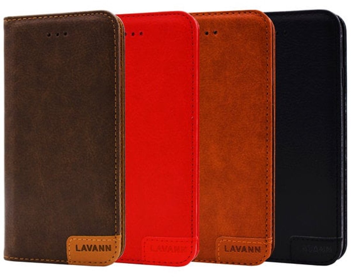 Lavann Leather Bookcase geschikt voor Samsung Galaxy A42 - Rood
