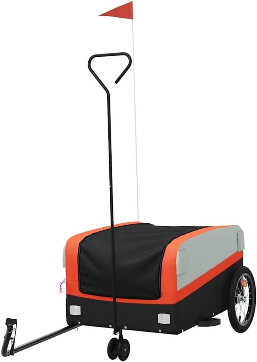 Fietskar - Transportwagen Trolley - Zware Lasten Vervoeren - Robuust IJzeren Frame - 45 kg Draagvermogen - Zwart Oranje