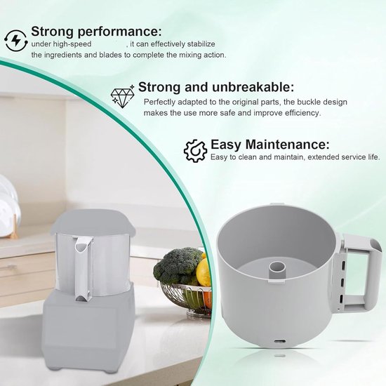 Snijkom Keukenmachine - Accessoire Kom - Voedselbereiding Vereenvoudigen - Food Grade Materiaal - 3 Quart Capaciteit - Transparant — afbeelding 2