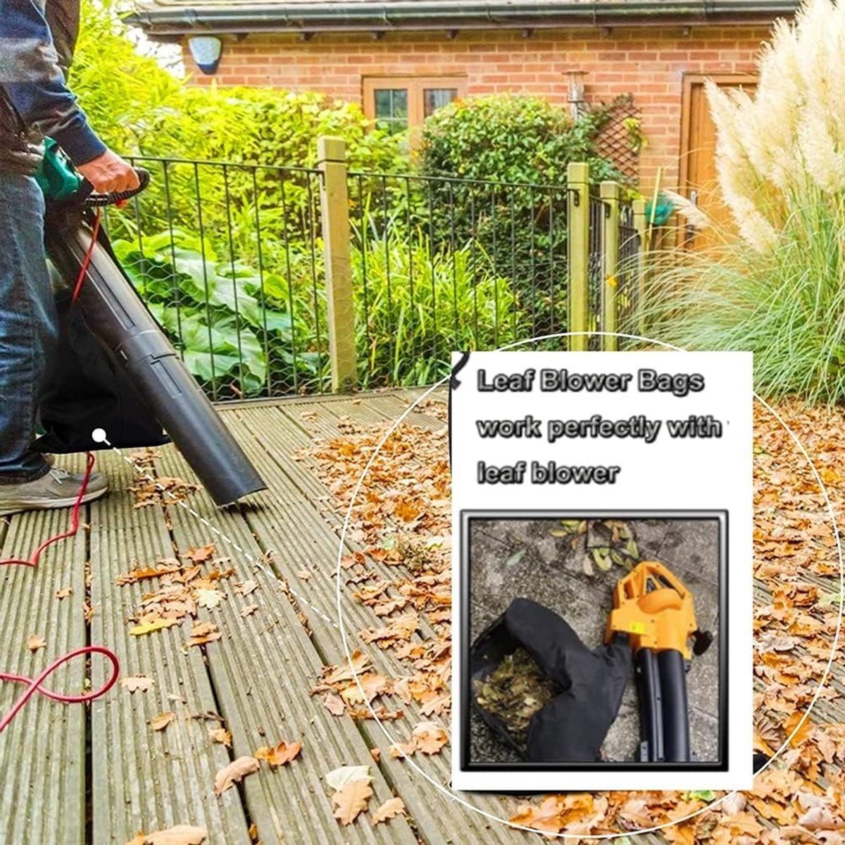 Bladblazer Zak - Bladzuiger Opvangzak - Tuin Opruimen - Ritssluiting Onderkant - 40-50 Liter - Zwart