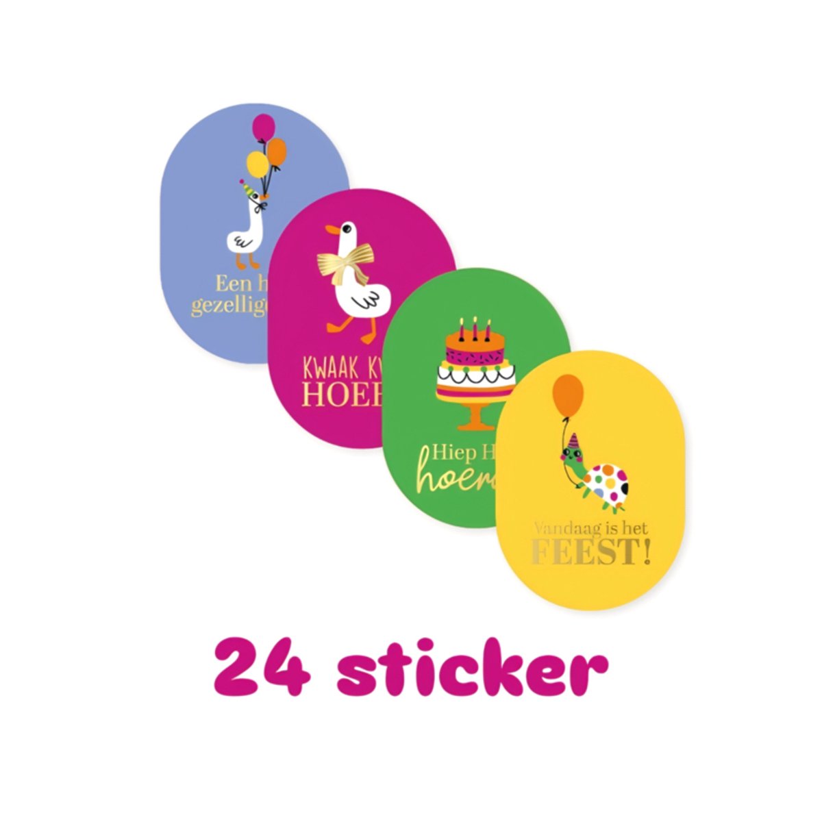 24 stickers feest - kinderfeestje - Verjaardag - feestje - kinderverjaardag - sluitsticker - cadeausticker