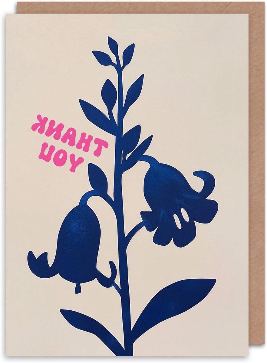 Wenskaart Botanisch - Gedrukte kaart Zonder Tekst - Persoonlijke Boodschap - Zwaar Premium Kaartpapier - 17.5 x 12.5 cm - Blauw