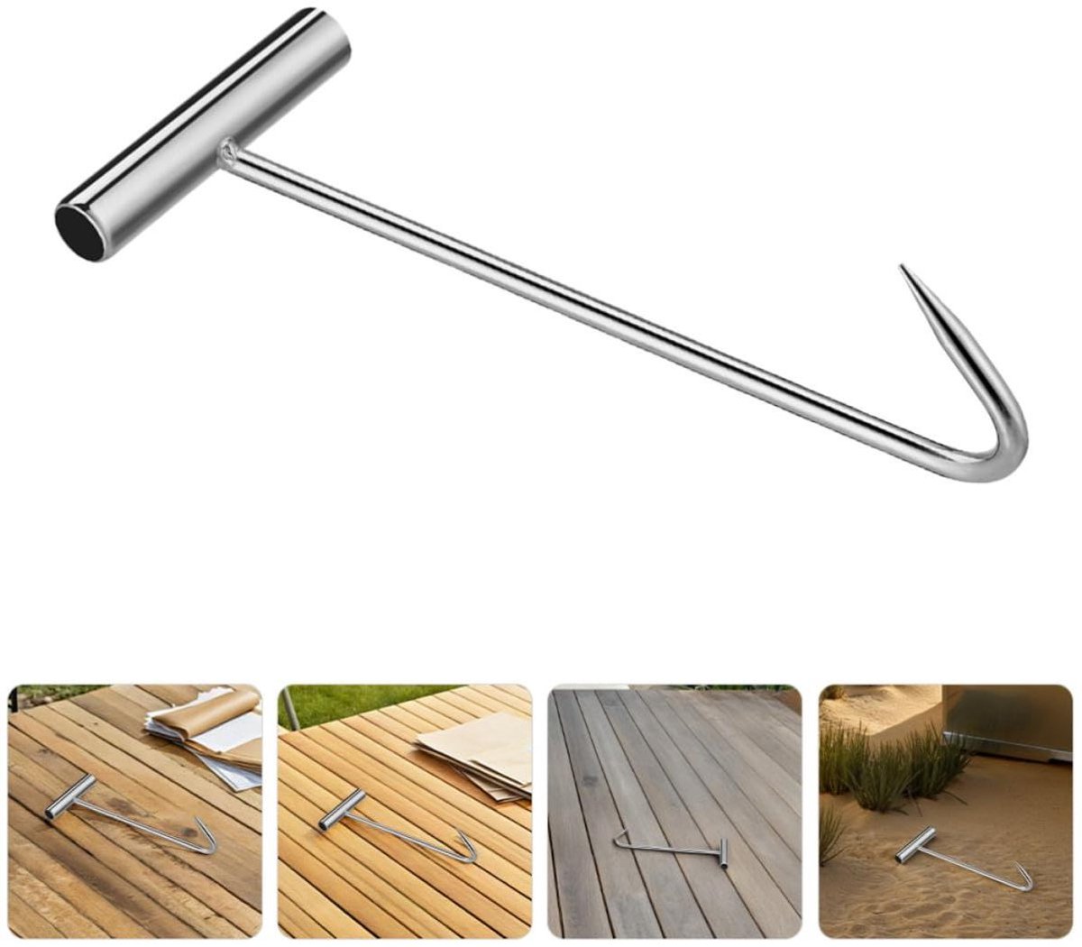 Putdekselhaak - Putdeksellifter Hefhaak - Zwaar Tillen - Ergonomisch Handvat - 29 cm - Zwart
