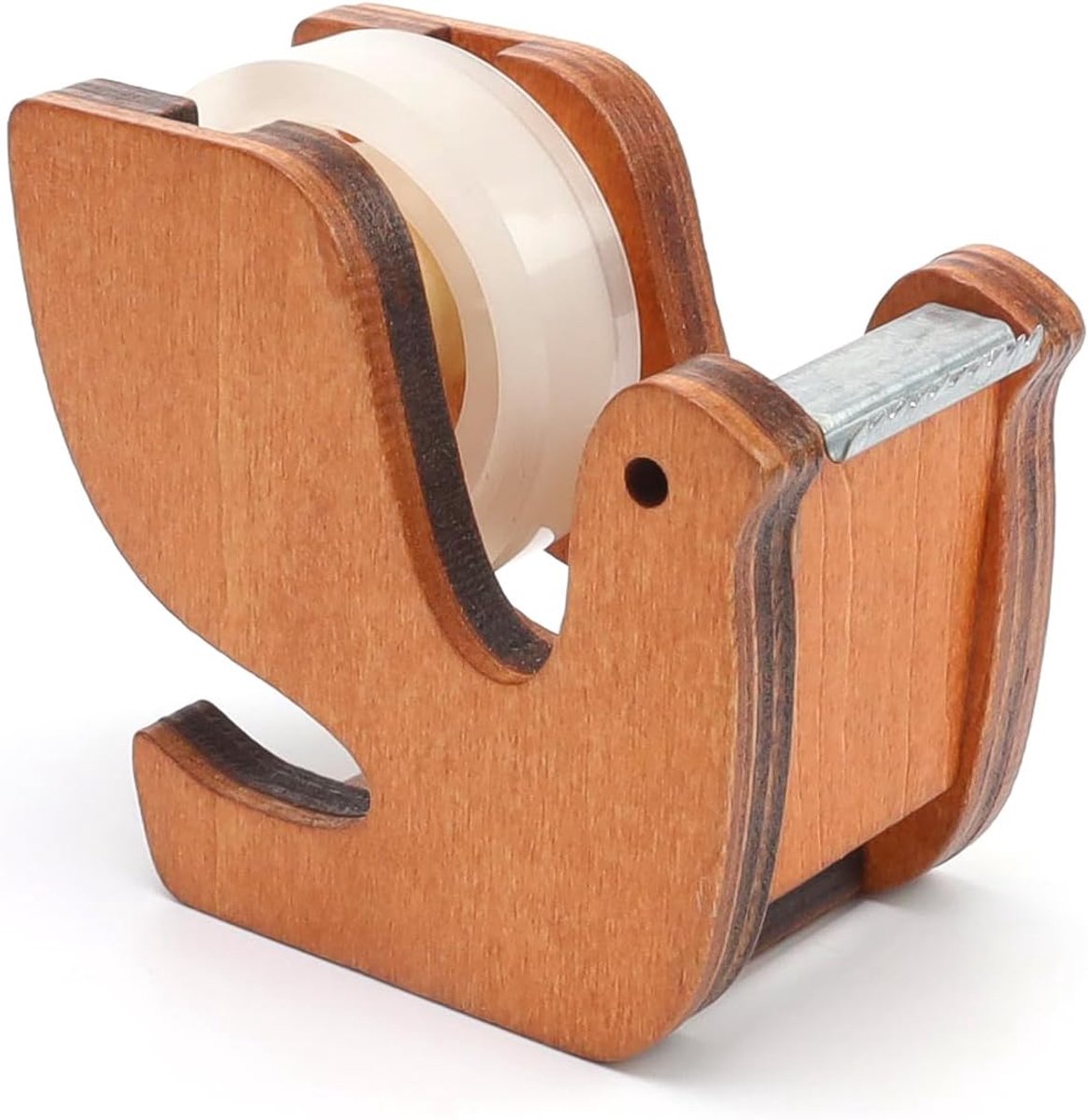 1 stuk plakstrip, dispenser lindehout, vintage duifvorm, tafeldispenser met 1 rol plakband, interessant kindercadeau, voor doe-het-zelf, bureauaccessoires
