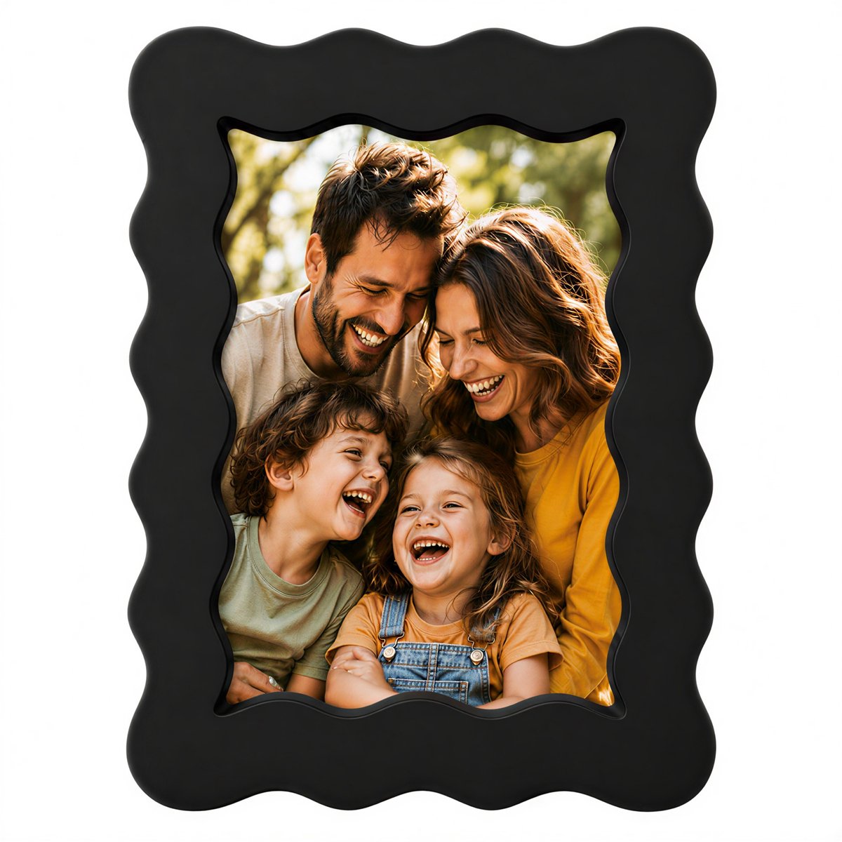 ACAZA Fotolijst - Fotokader - Fotolijst 13x18 cm - Fotomaat 13x18 cm - Zwart - Wavy Frame - MDF Hout - Golvend - Wave - Portretlijst