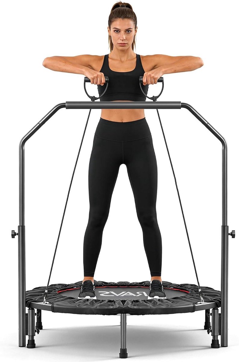 Mini Trampoline - Fitness Rebounder - Indoor Workout - Met Stretch Bands - 40 Inch - Zwart