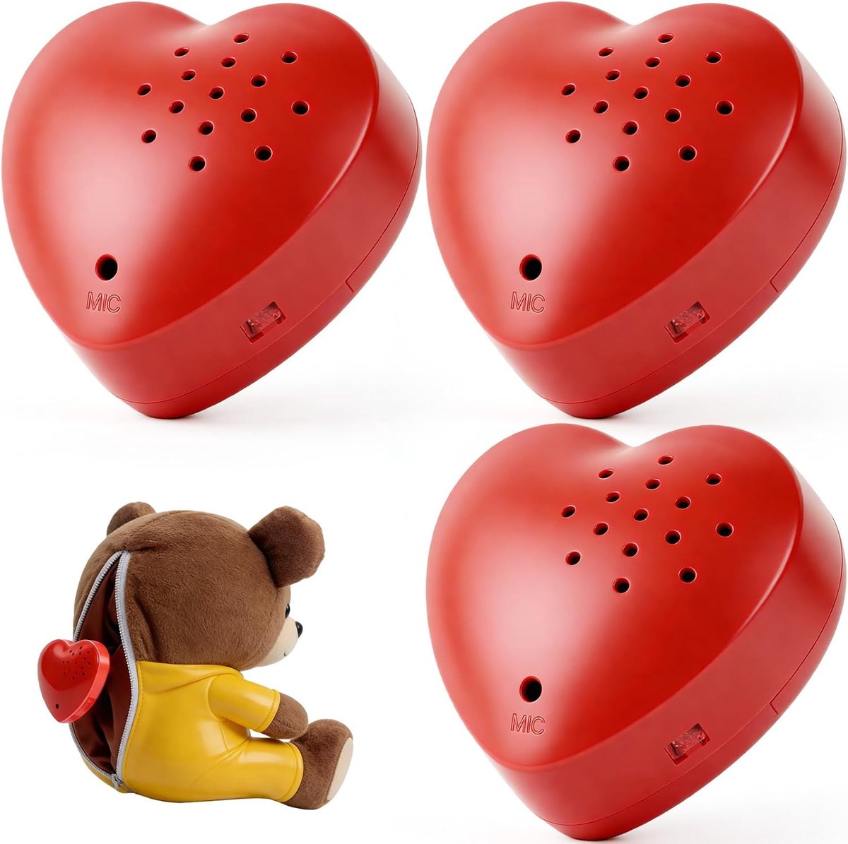 3 stuks spraakrecorder voor knuffels, 60 seconden opname geluidsmodule voor teddybeer, geluidsmodule bespeelbaar, spraakrecorder speelgoed voor gepersonaliseerde opname, DIY-geschenken