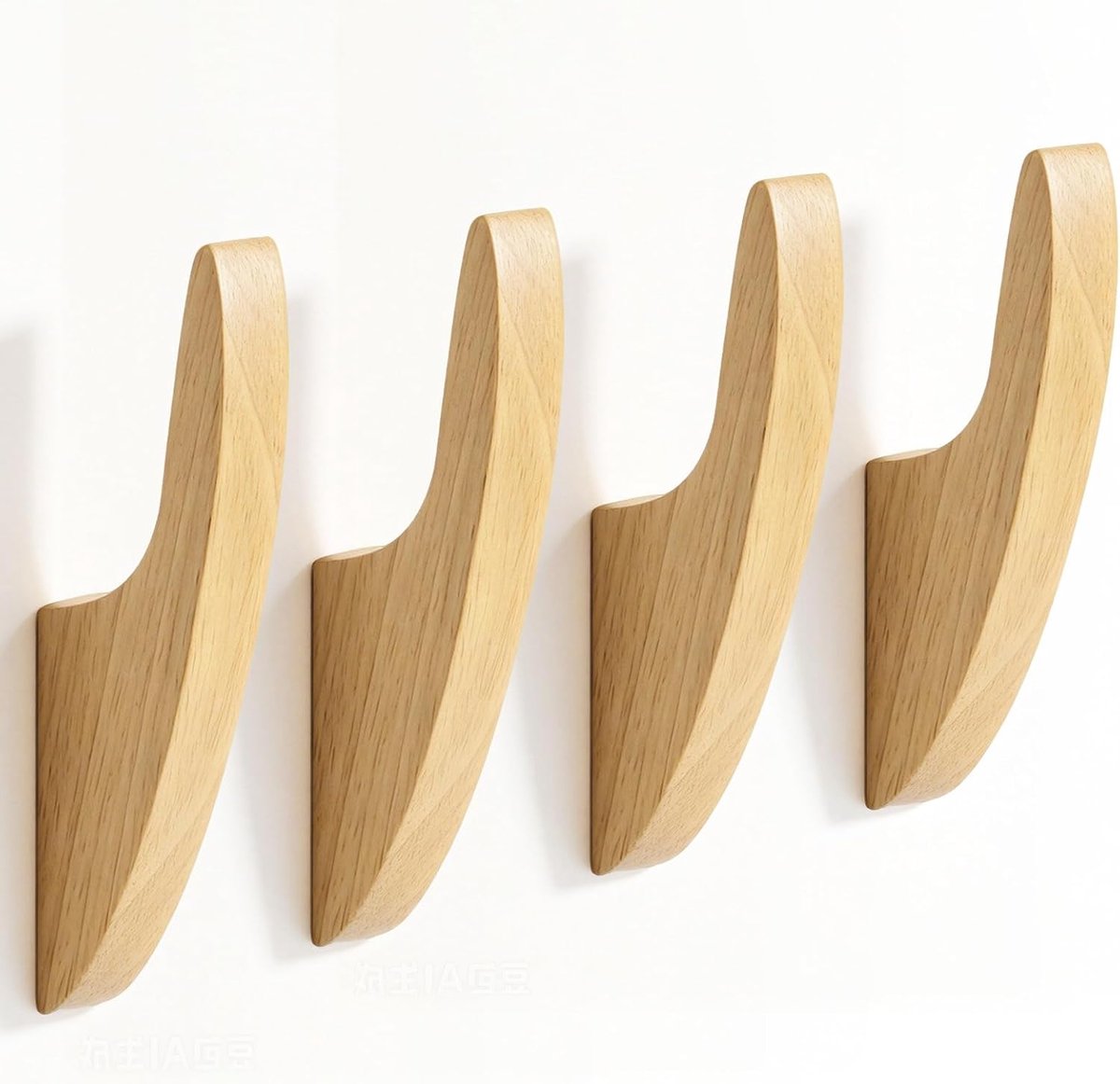 SnelShoppen - 4 Enkele Jashaken | Houten Kapstokhaken voor Multifunctioneel Gebruik | Vintage Muurhaken voor Slaapkamer, Woonkamer en Gang | Belastbaa