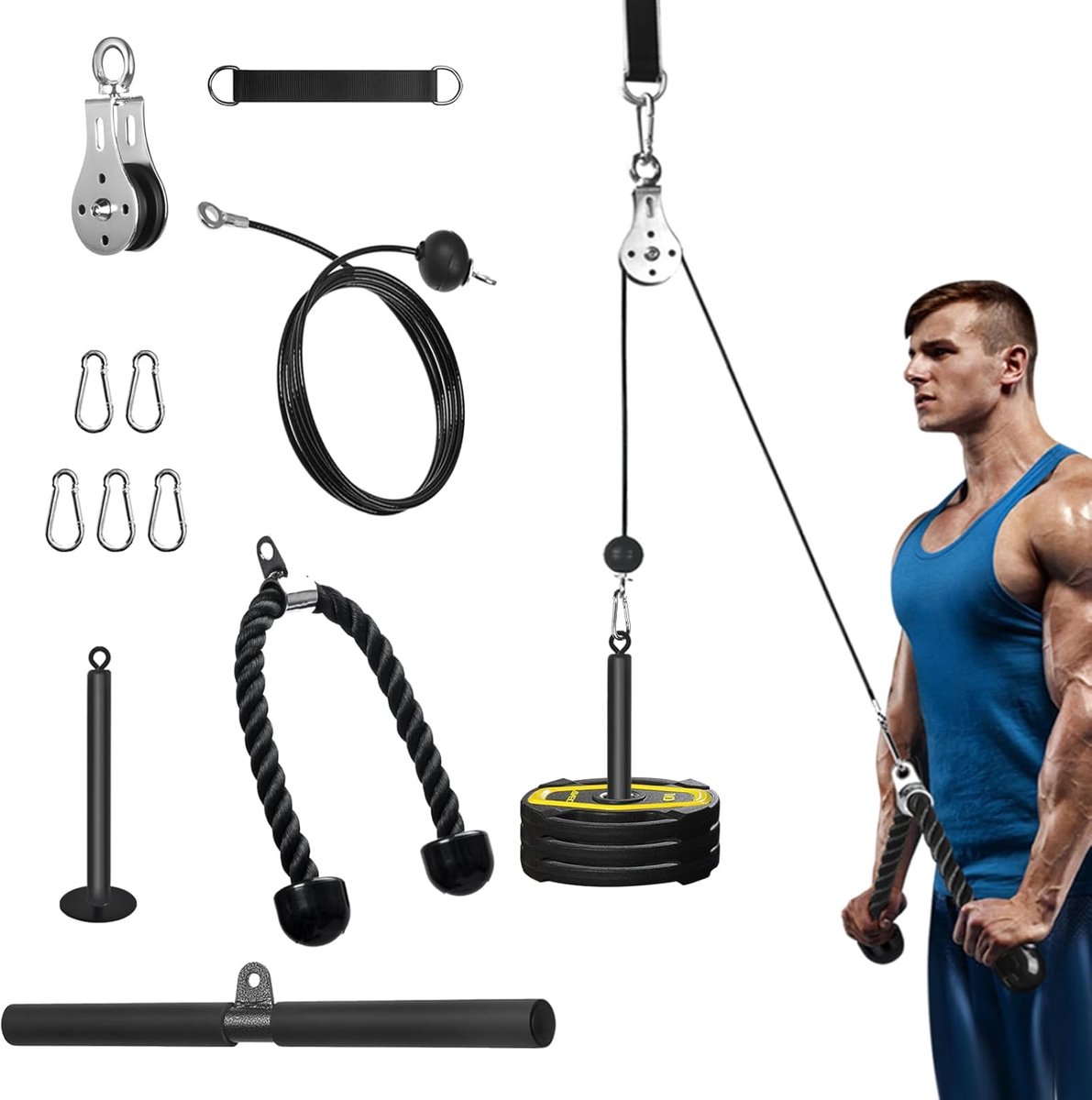 SnelShoppen - Fitness Cable Lat Pulley System - DIY Home Gym Machine - Fitness Kabel Pulley voor LAT Pulldowns, Biceps Curl, Triceps Extensions - Tot