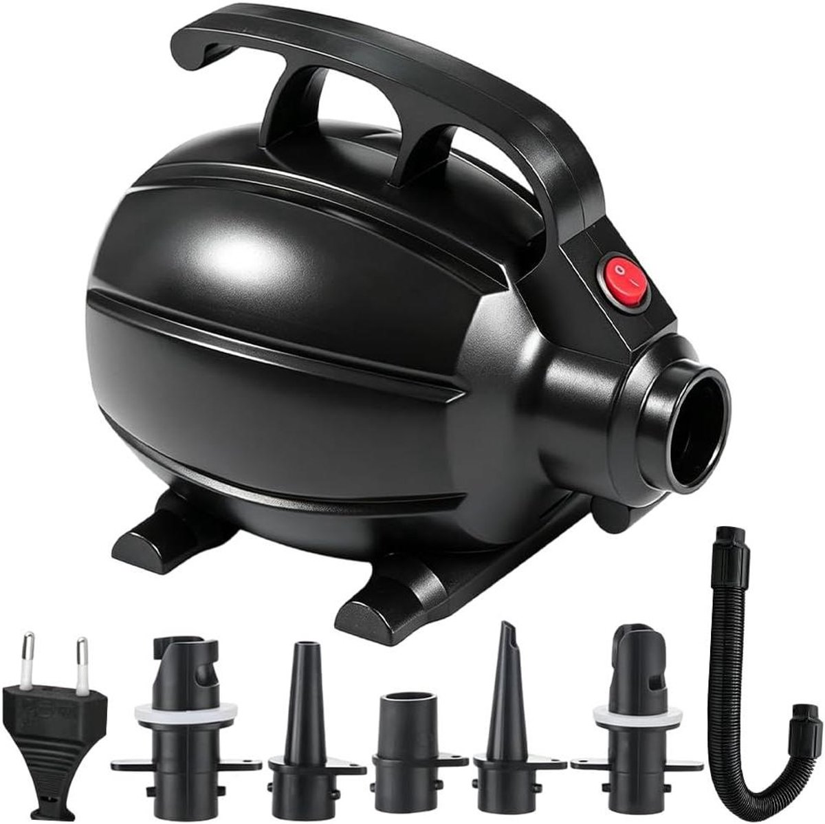 Elektrische Luchtpomp - Snelle Pomp - Opblaasbare Artikelen - Inclusief 5 Sproeiers - 19 cm - Zwart