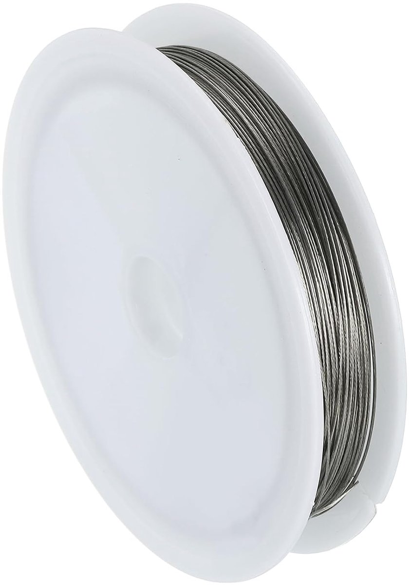 Draad modesieraad Tiger Tail 28 gauge, 40 meter staaldraad, zacht, duurzaam, oxidatie, zilveren tint (0,012 inch)