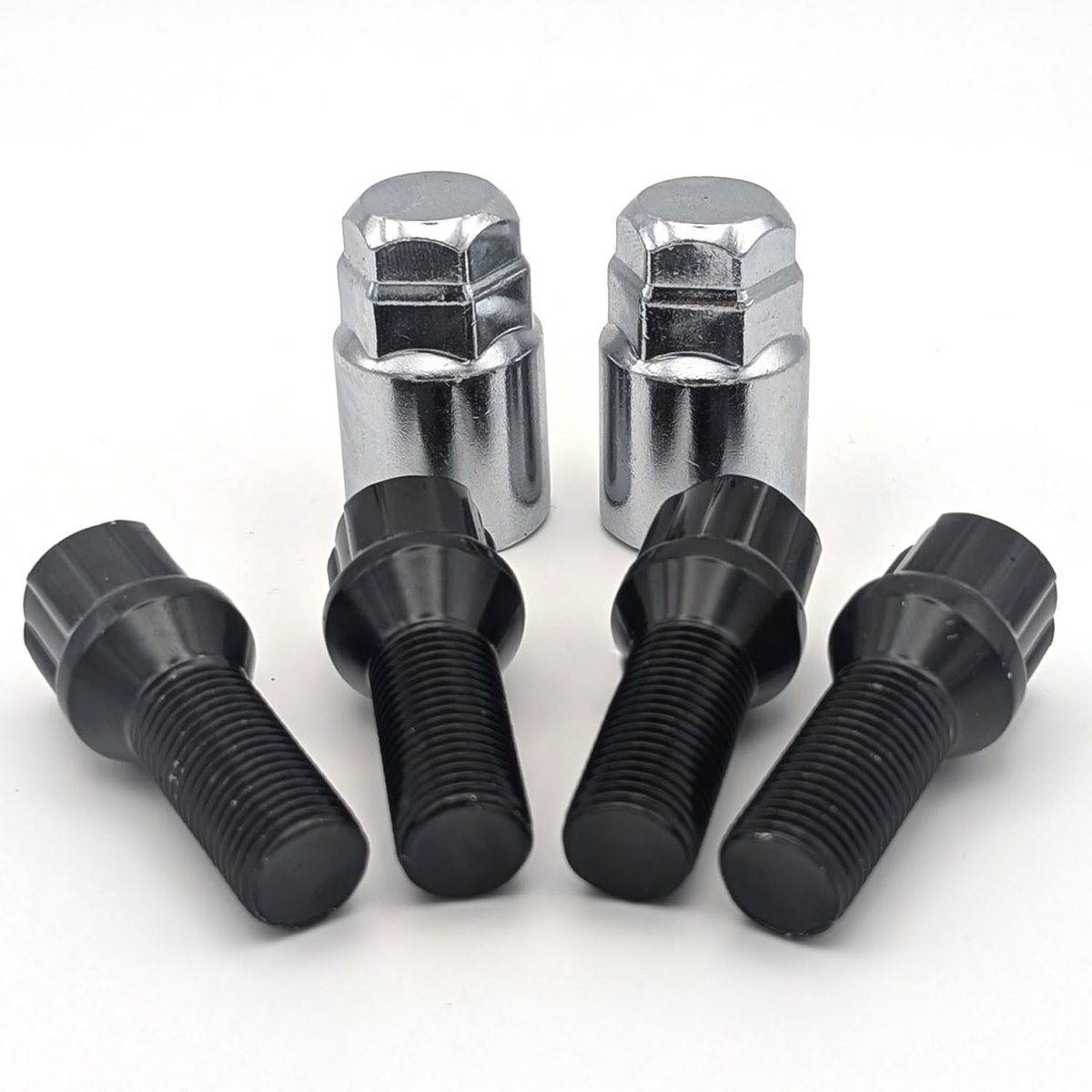 Wielslot, wielbouten, set, velgslot, diefstalbeveiliging, M14 x 1,5, 28 mm, kegelband, zwart, compatibel met Audi, VW, Seat, Skoda, Opel, BMW