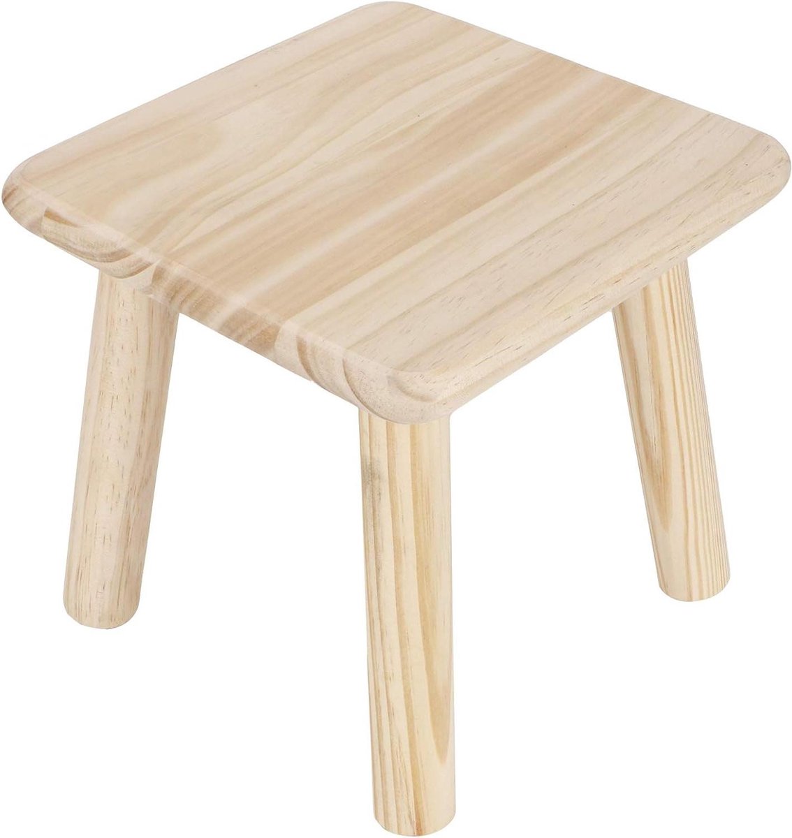 Houten Kruk - Voetenbankje Kinderkruk - Veelzijdig Gebruik - Natuurlijk Grenenhout - 23 x 23 x 22 cm - Houtkleur
