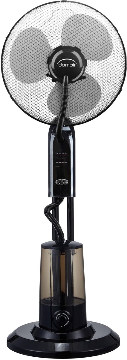 SnelShoppen - Domair MF25N Staande Ventilator met Luchtbevochtiger en Verneveling, 40 cm, 75 W, Zwart - Ideaal voor Thuis, Tuin en Kamers