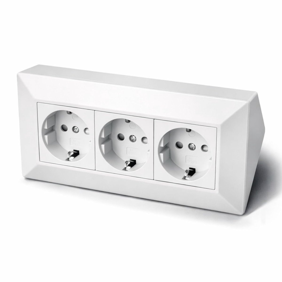 3-voudige opbouw stekkerdoos hoekstopcontact - 230 V 16 A 3600 W - wit-mat