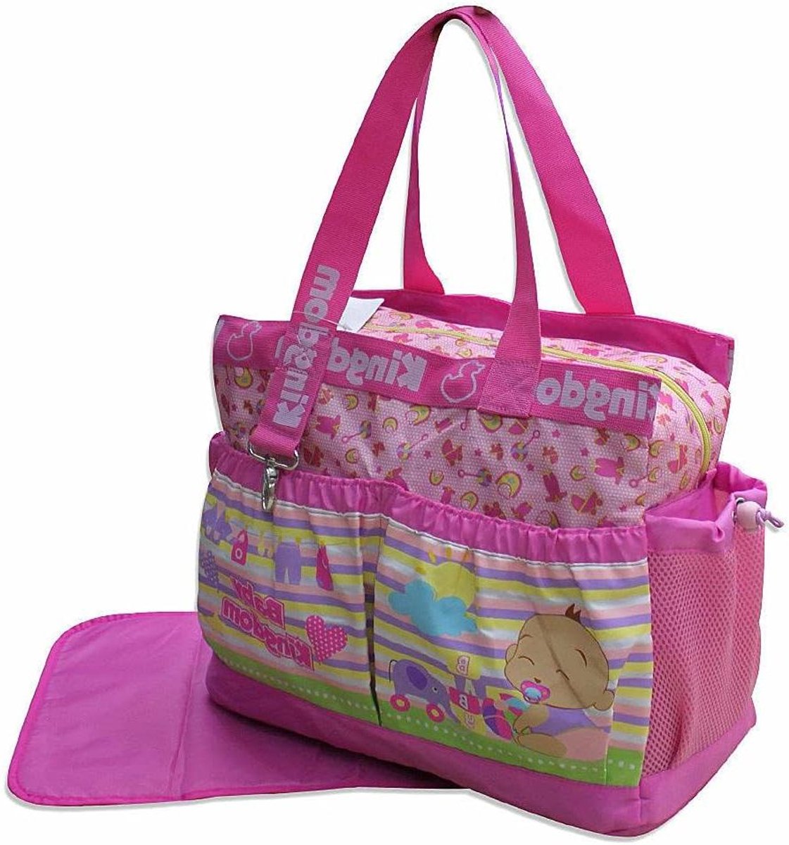 Baby luiertas - Verzorgingstas - Baby uitstapjes - Waterafstotend polyester - 40 x 30 x 21 cm - Roze