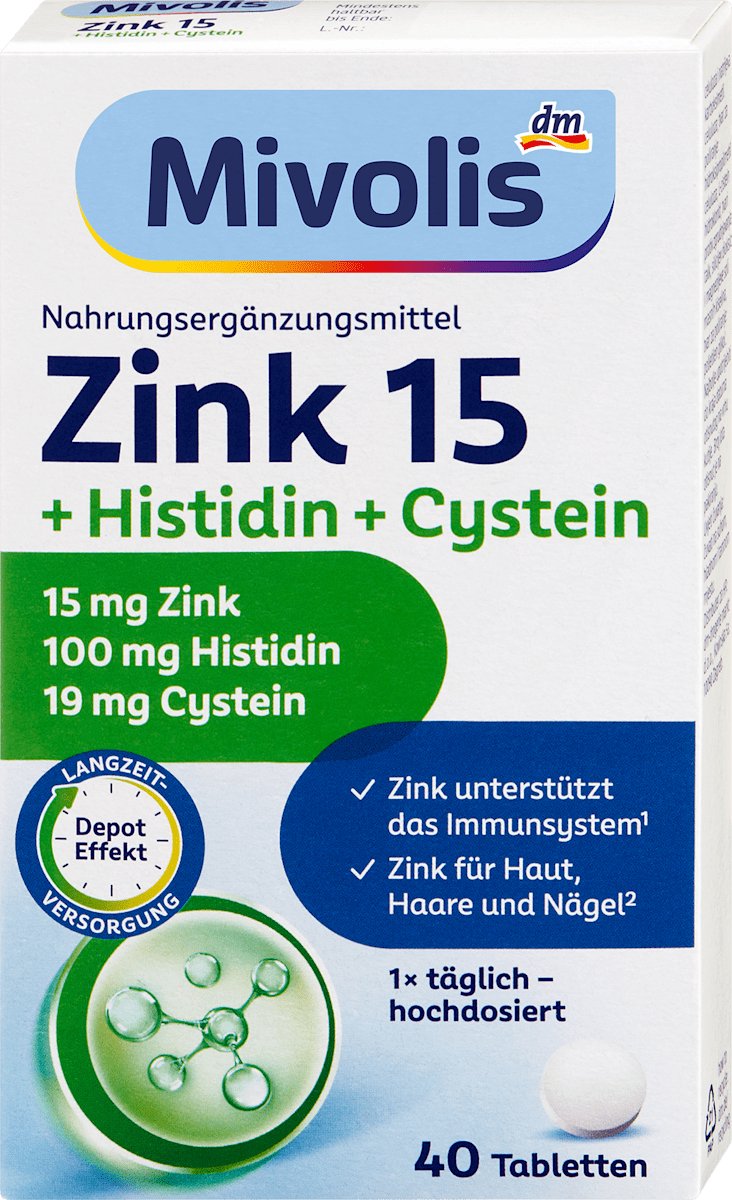 Mivolis Zink 15 + Histidine + Cysteïne – 40 tabletten