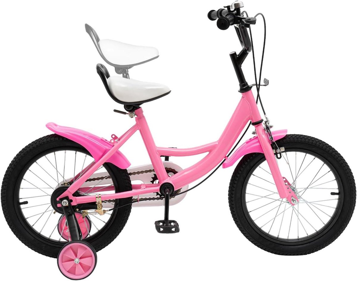 Kinderfiets 16 inch Meisjesfiets Kinderfiets Leren Fietsen Verstelbaar Zadel En Stuur 16 Inch Roze